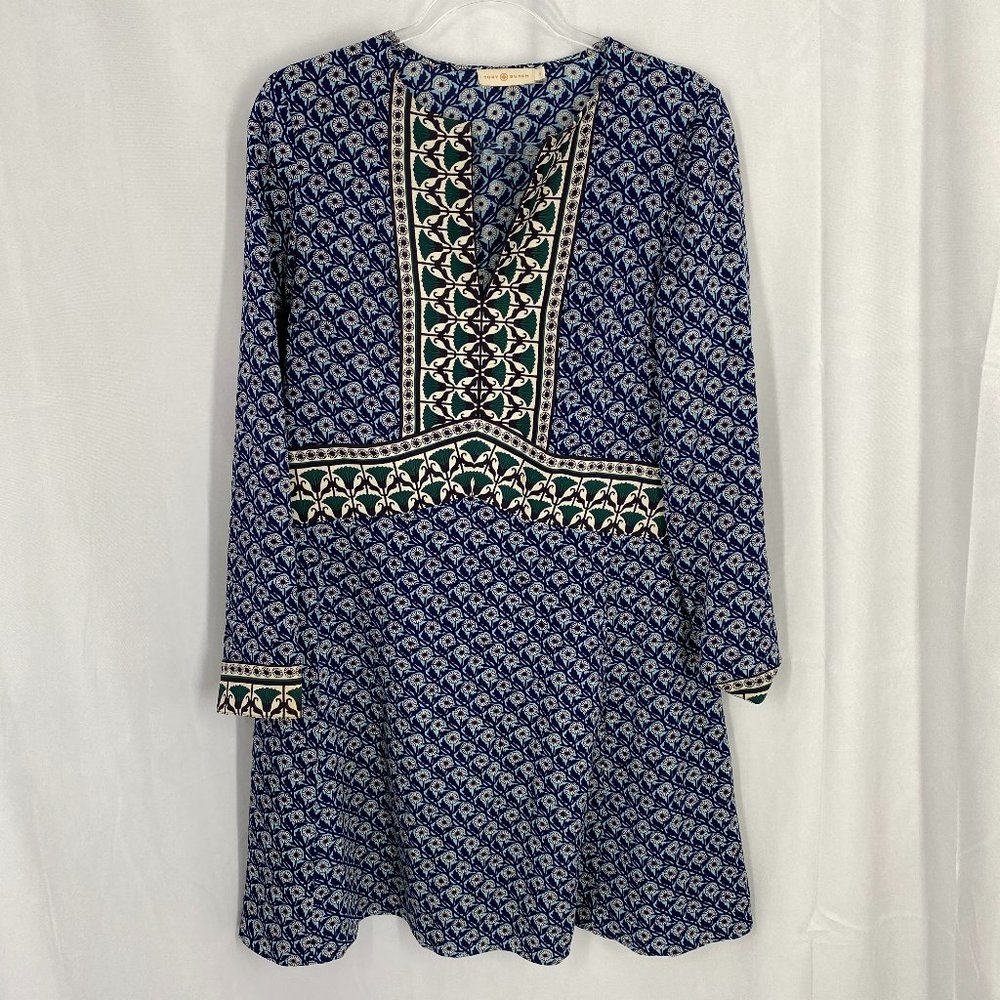 Tory Burch Long Sleeve Floral Midi Dress Size 8 Boho Chic